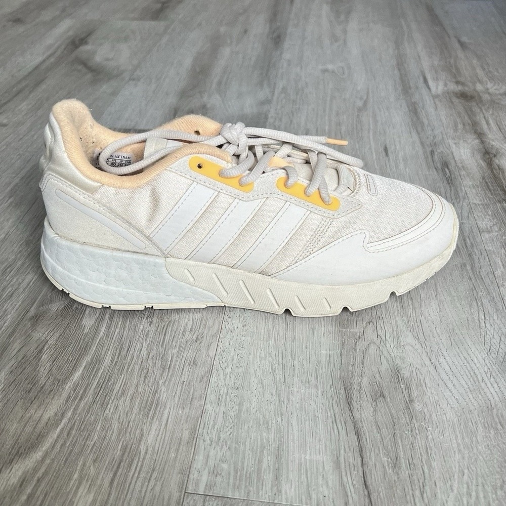 Adidas ZX 1K Boost Womens Size 8 White Orange Running Comfort Sneakers Shoes